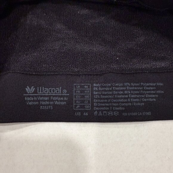 Wacoal 835275 Wireless Comfort Bra Size 44 Black Seamless Stretch Nylon Blend - Picture 2 of 2